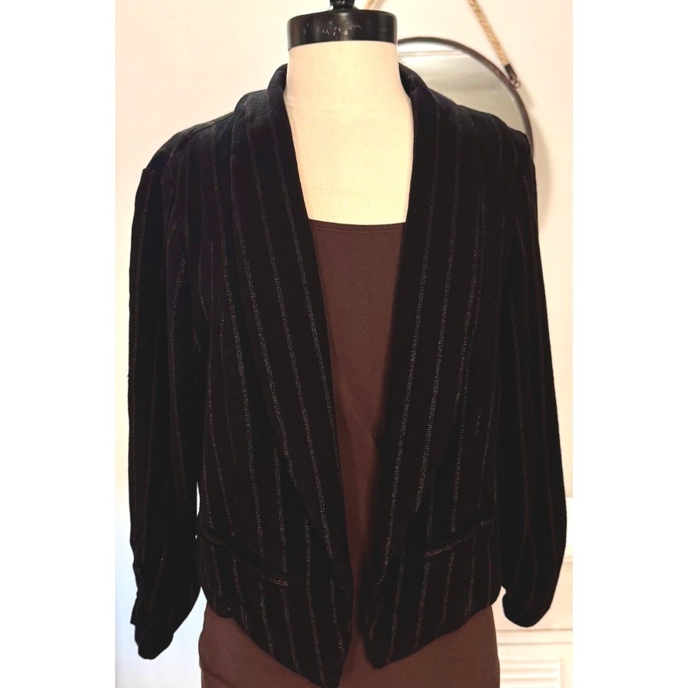 Torrid 00 Blazer Jacket Stripe Open front 3/4 Sleeve Office Career Short
